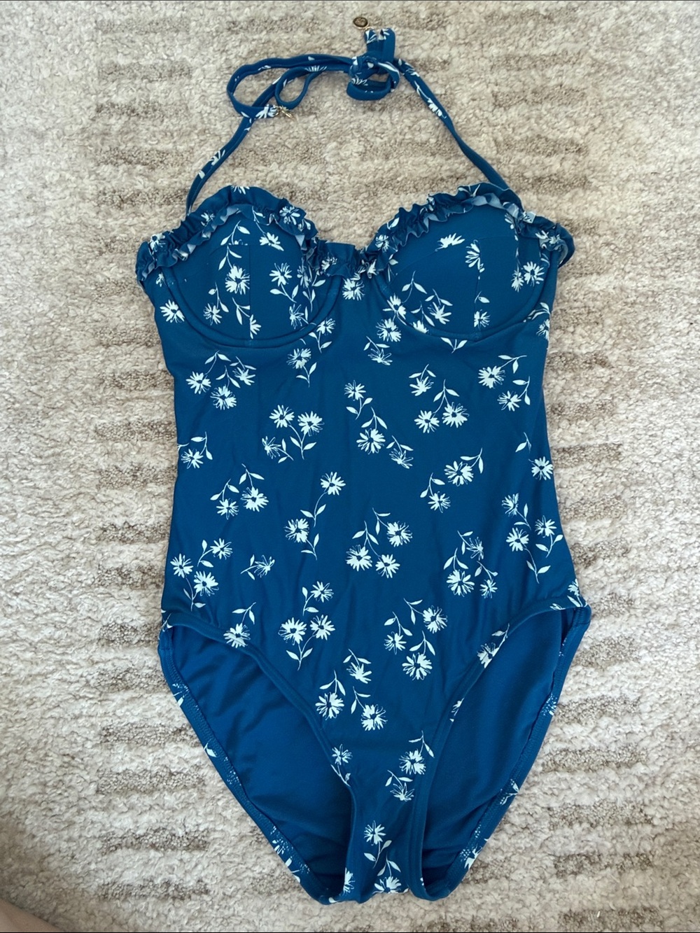 kate spade dandelion floral underwire bandeau one piece swimsuit